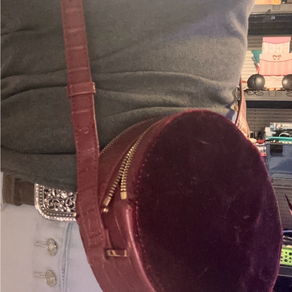 Free People Deep Burgundy Velvet Crossbody Bag - Picture 2 of 10